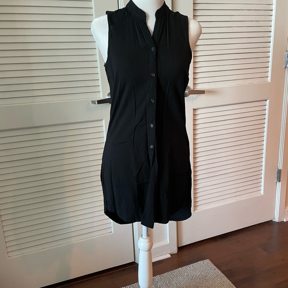 Black Button-up Blouse - Tunic